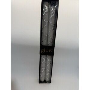 MacKenzie-Childs Fishner Dinner Candles 12" Set 2 Silver Beeswax Blend New